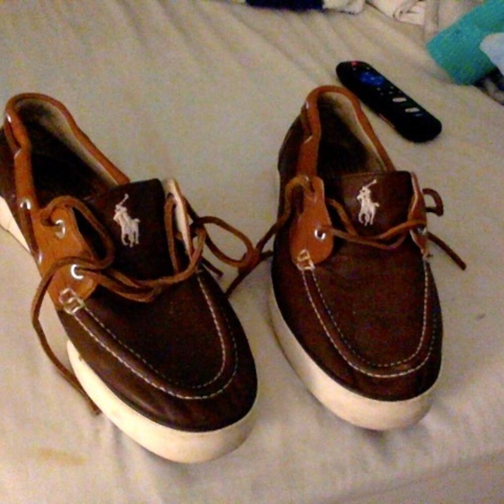 Polo Ralph Lauren Men’s Sander Brown Leather Boat Shoes
